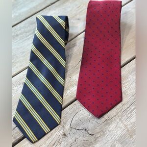 (2) Brooks Brothers Makers Pure Silk Ties Handmade EUC Stripes/Polka Dot EUC